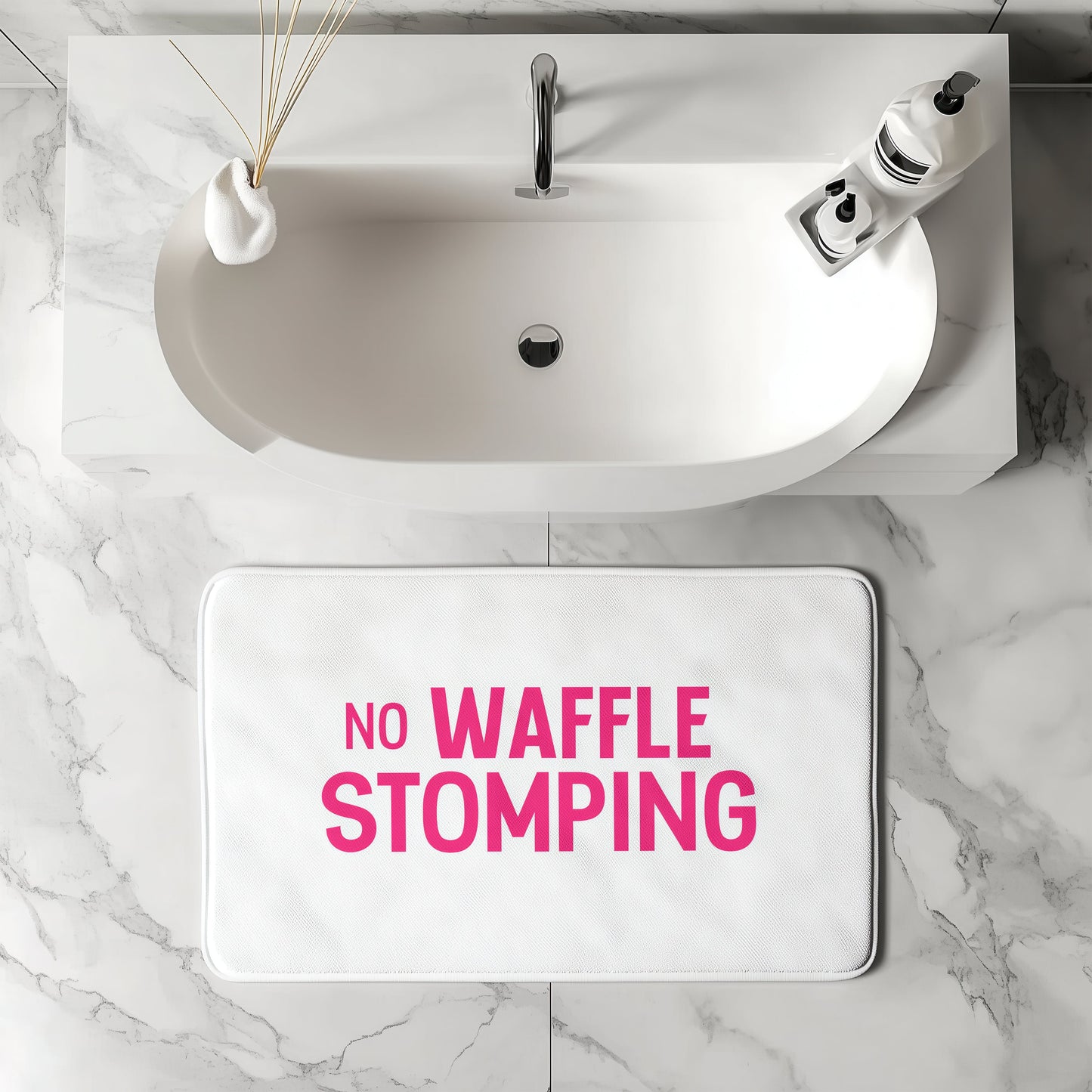 No Waffle Stomping Bath Mat