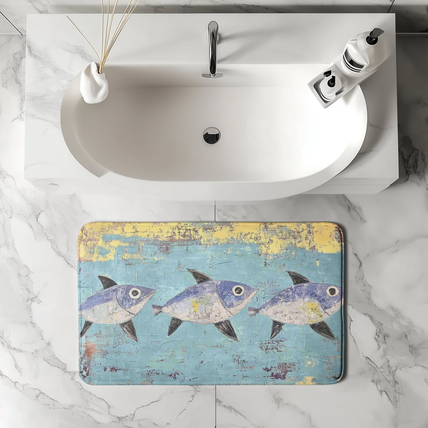 Three Fish Bath Mat