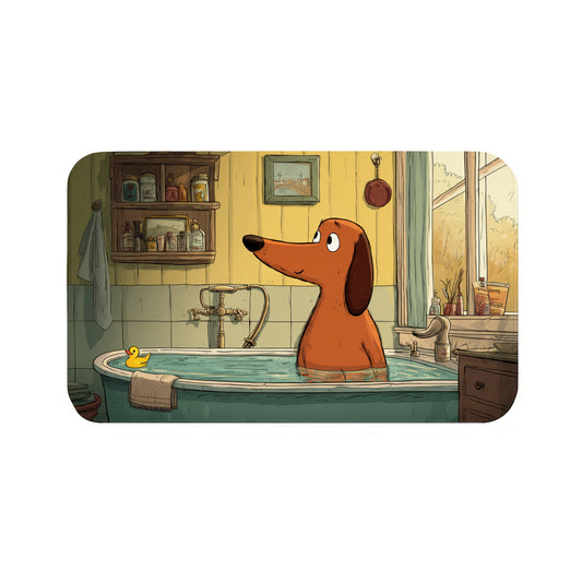 Wiener Dog in Bath  Bath Mat