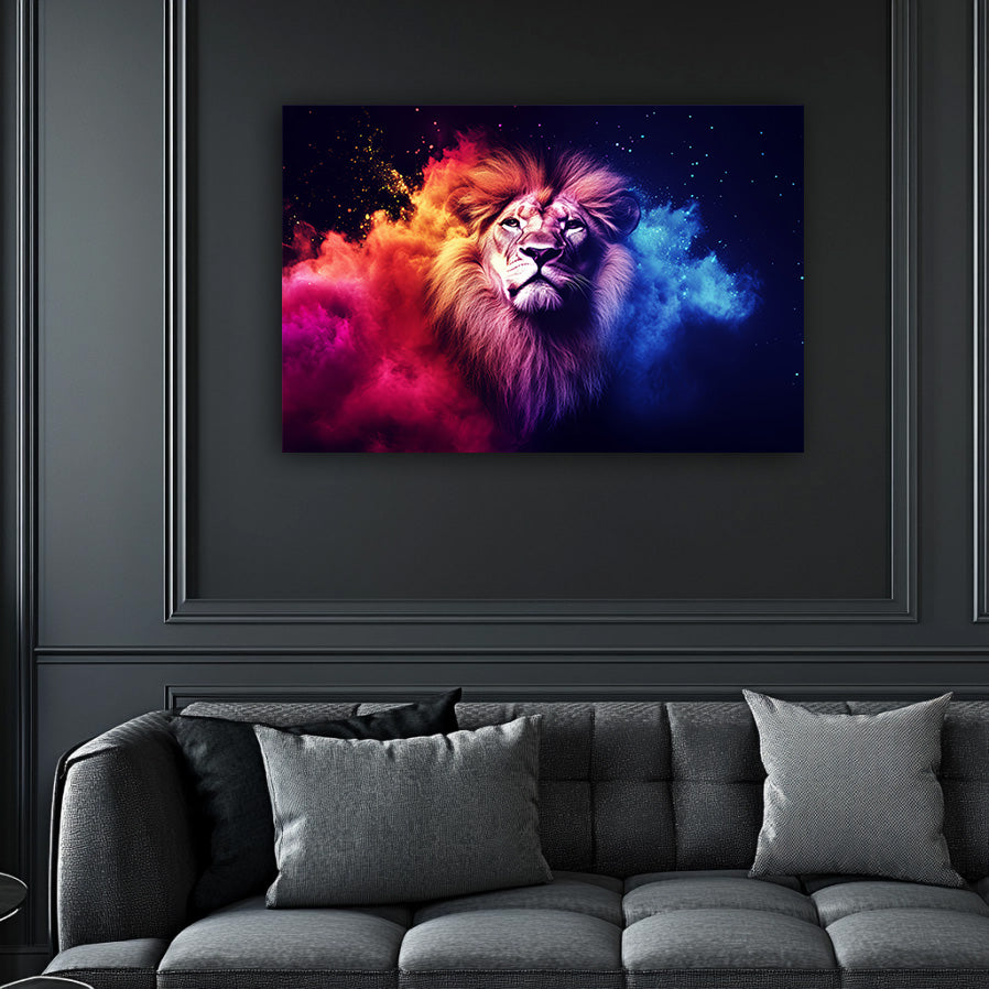 Red and Blue Lion Wall Art