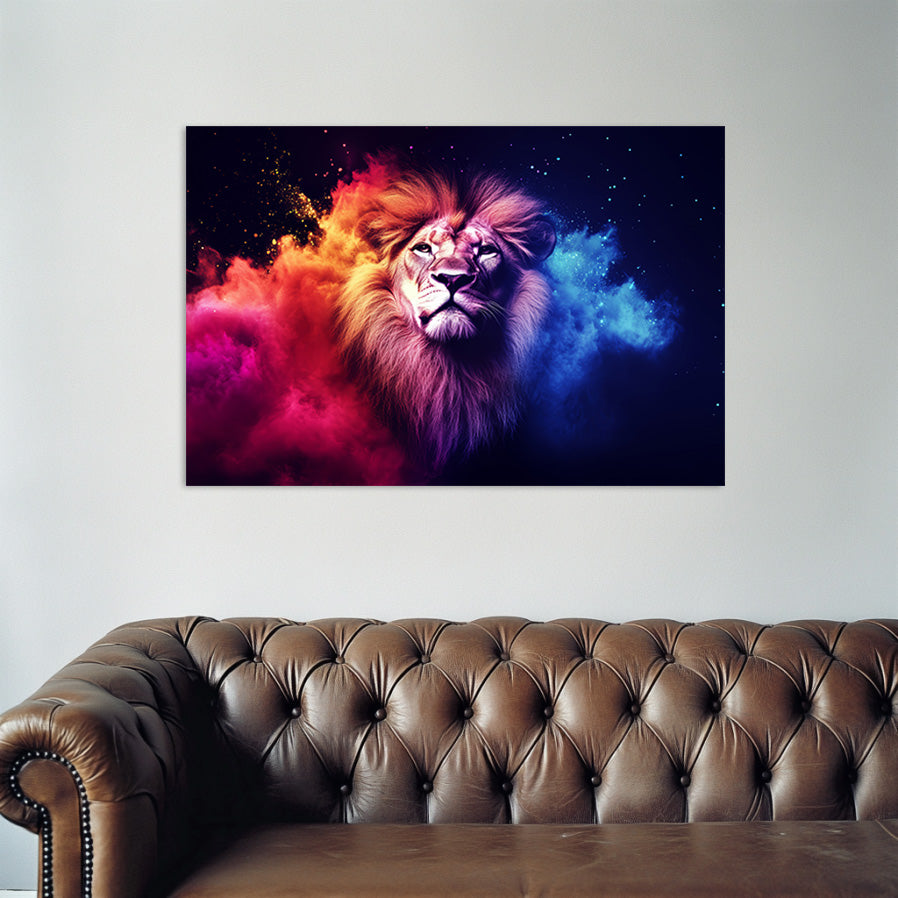 Red and Blue Lion Wall Art