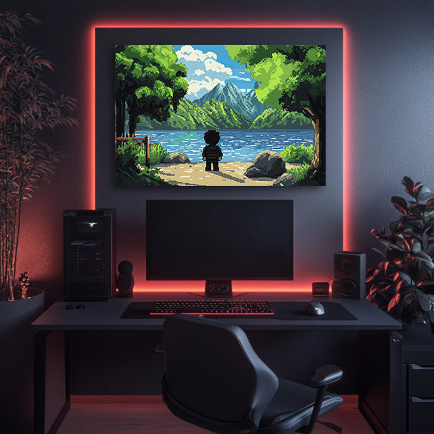 8 Bit Lake Wall Art