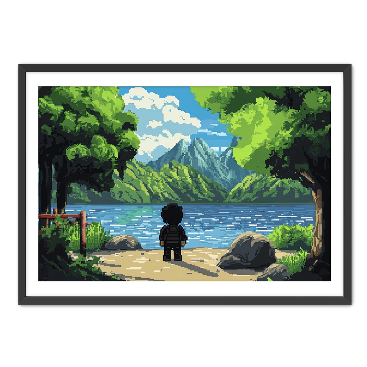 8 Bit Lake Wall Art