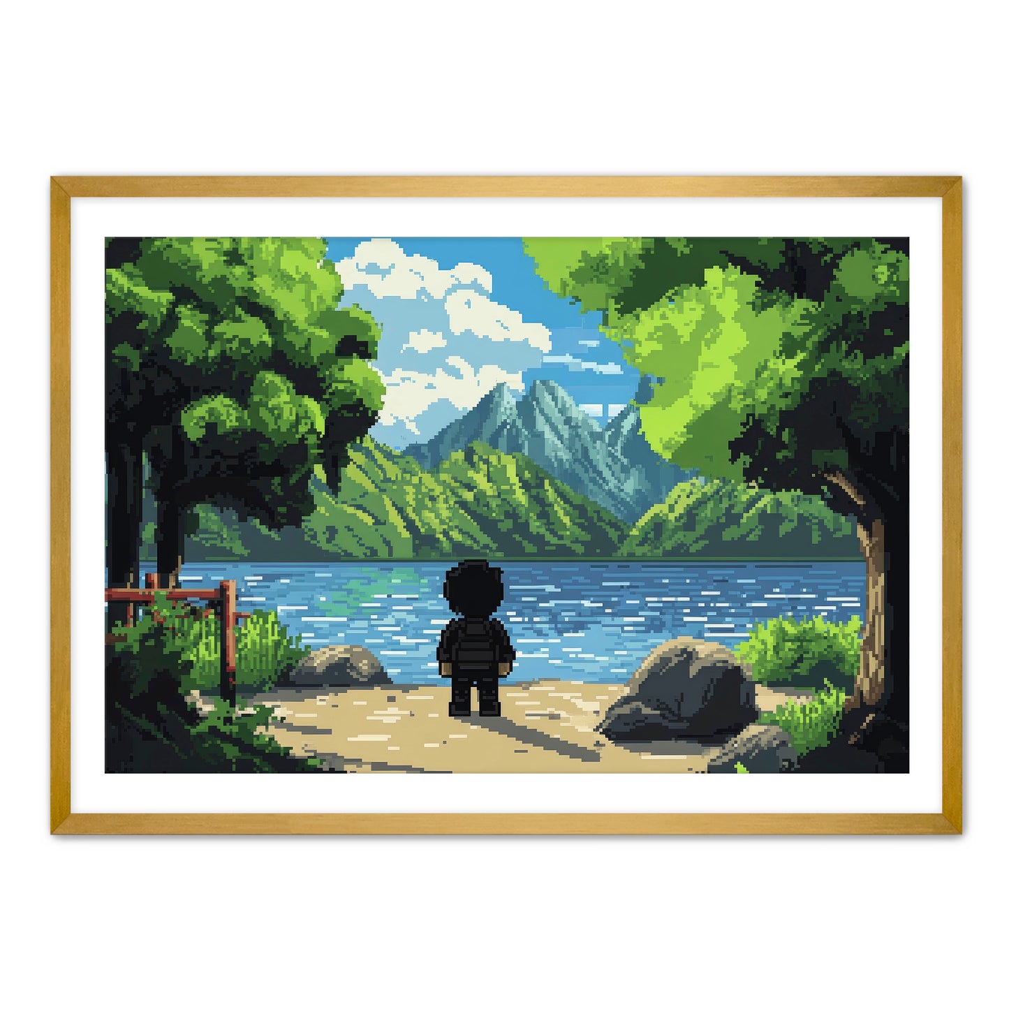 8 Bit Lake Wall Art