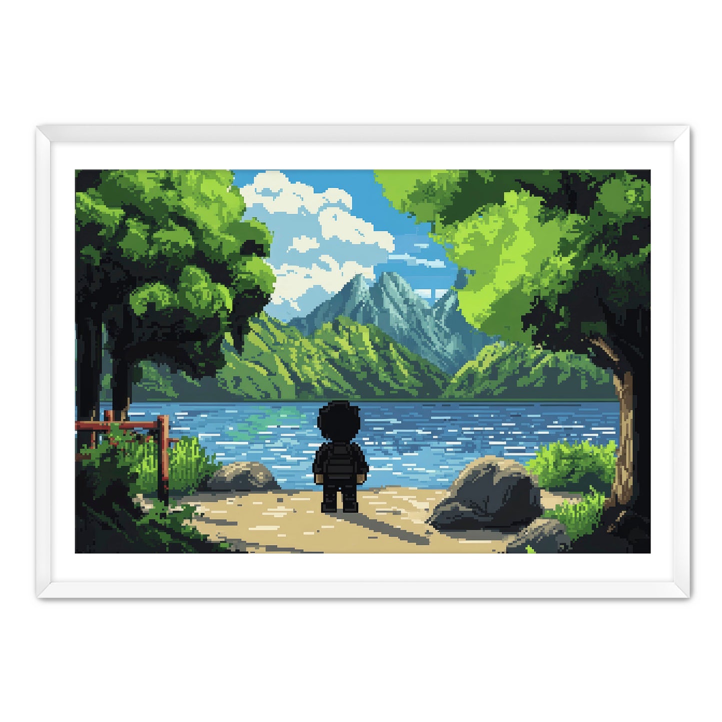 8 Bit Lake Wall Art