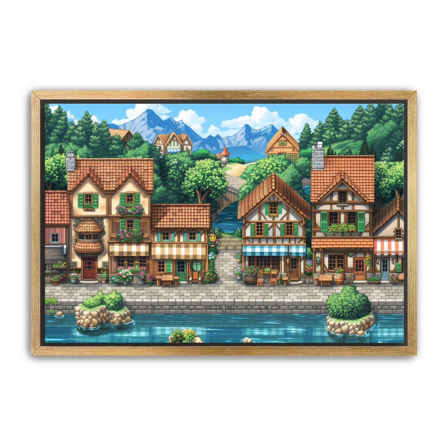 8 Bit Seaside Town Wall Art