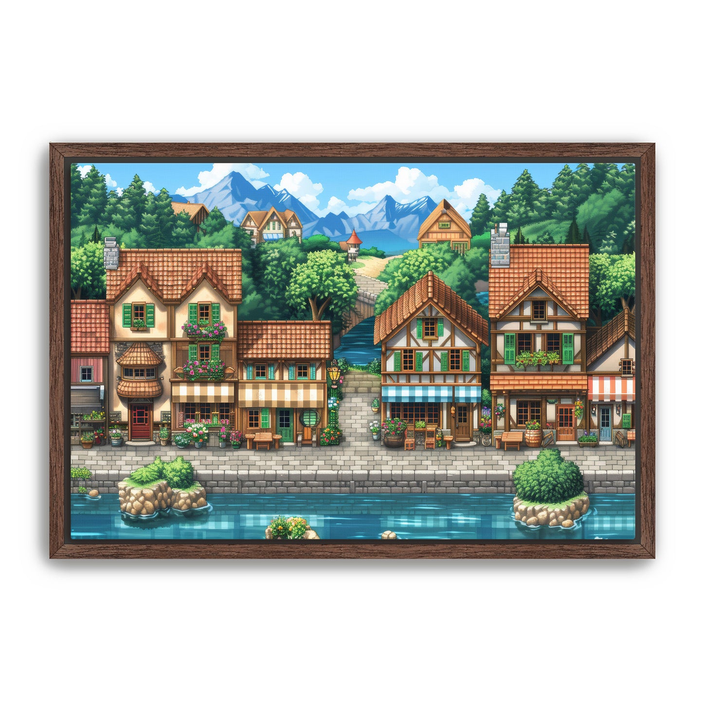 8 Bit Seaside Town Wall Art