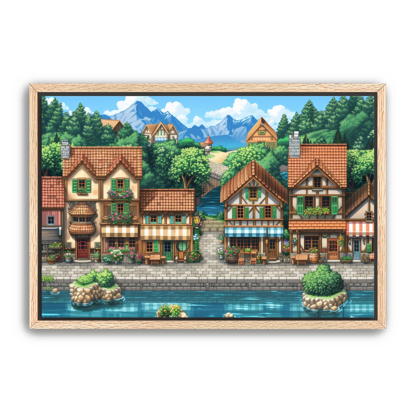 8 Bit Seaside Town Wall Art