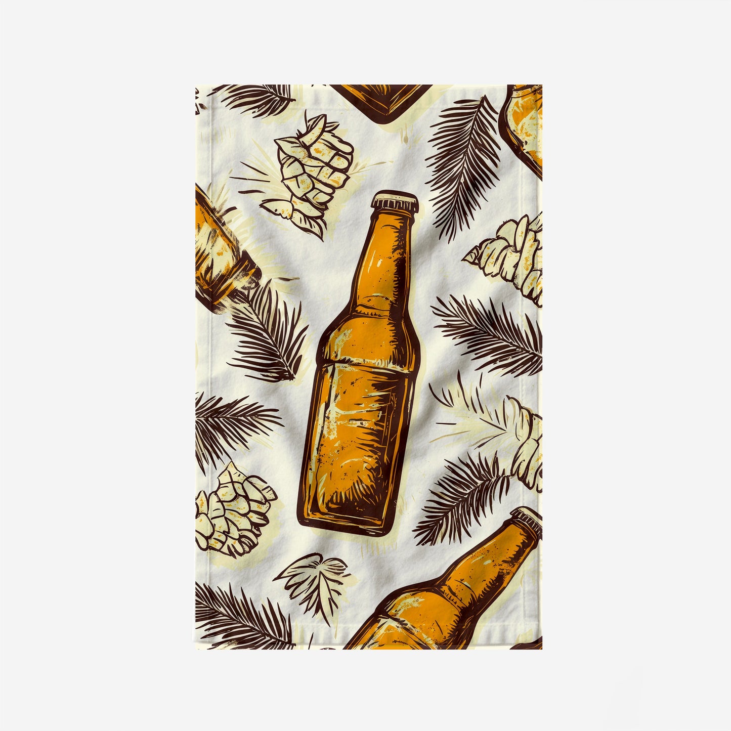 Amber Bottle And Hops Kitchen Towel