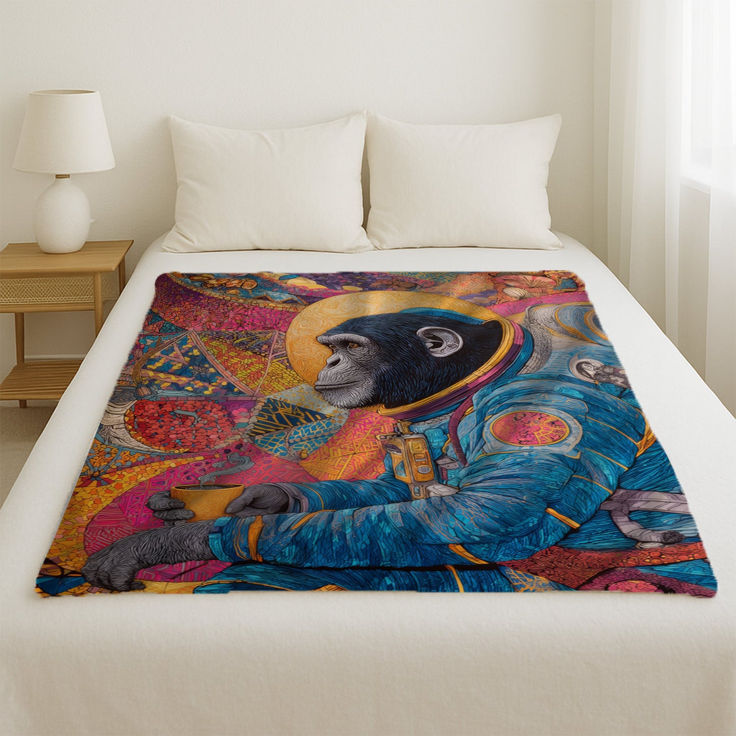 Astronaut Monkey Blanket