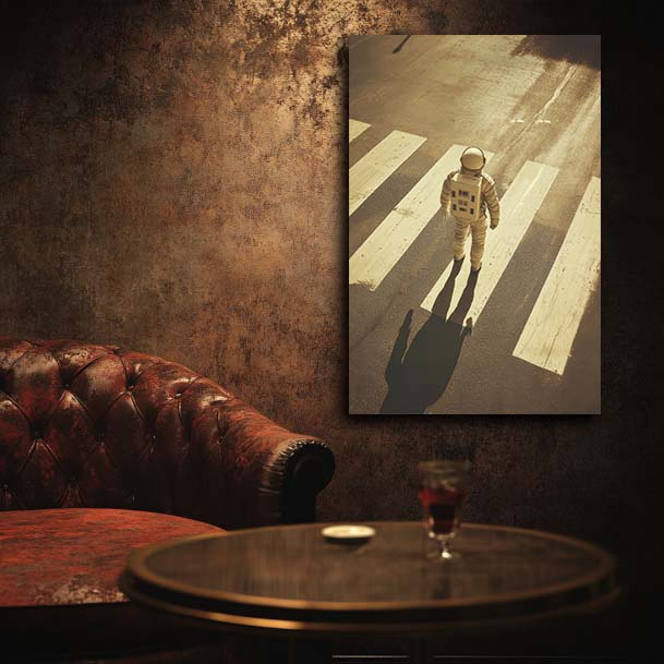 Astronaut in Crosswalk Wall Art