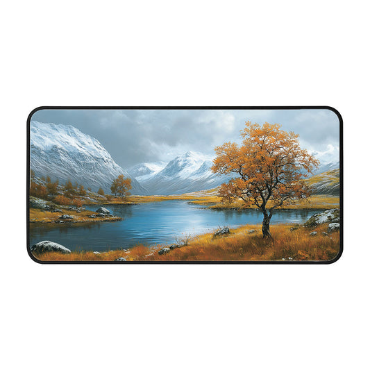 Autumn Lake And Snowy Peaks Desk Mat