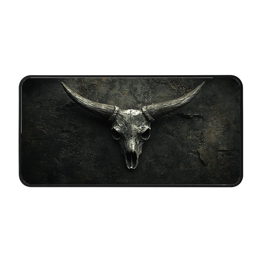 Bull Skull On Wall Desk Mat