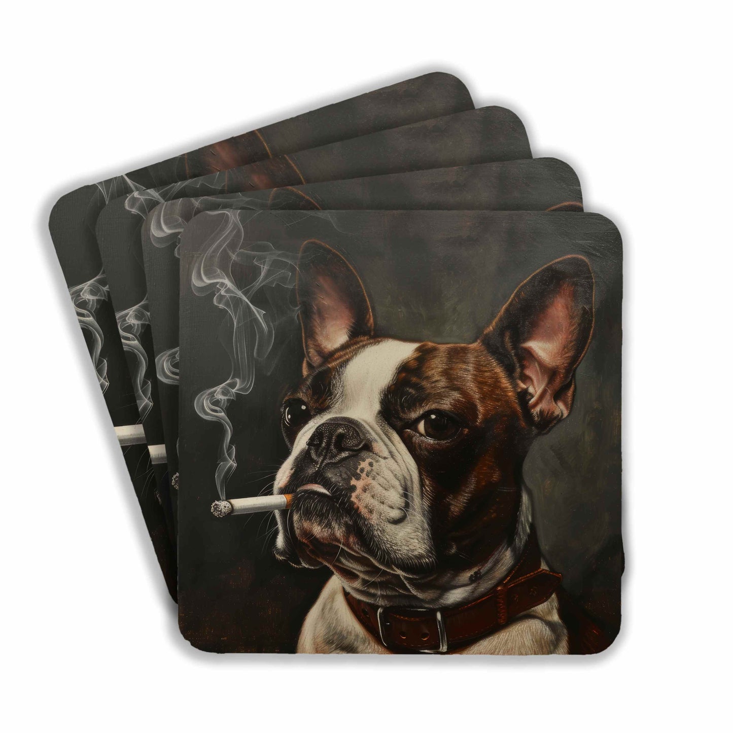 Bulldog With Cigarette Coasters