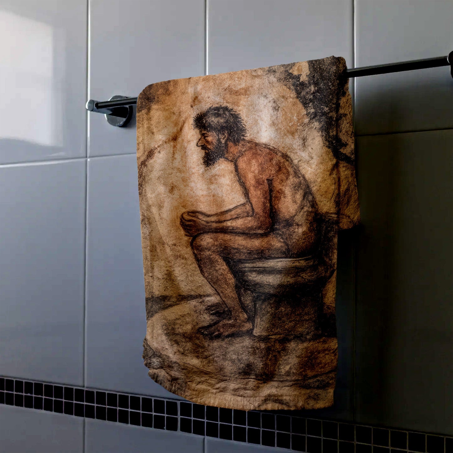 Cave Figure Seated Hand Towel