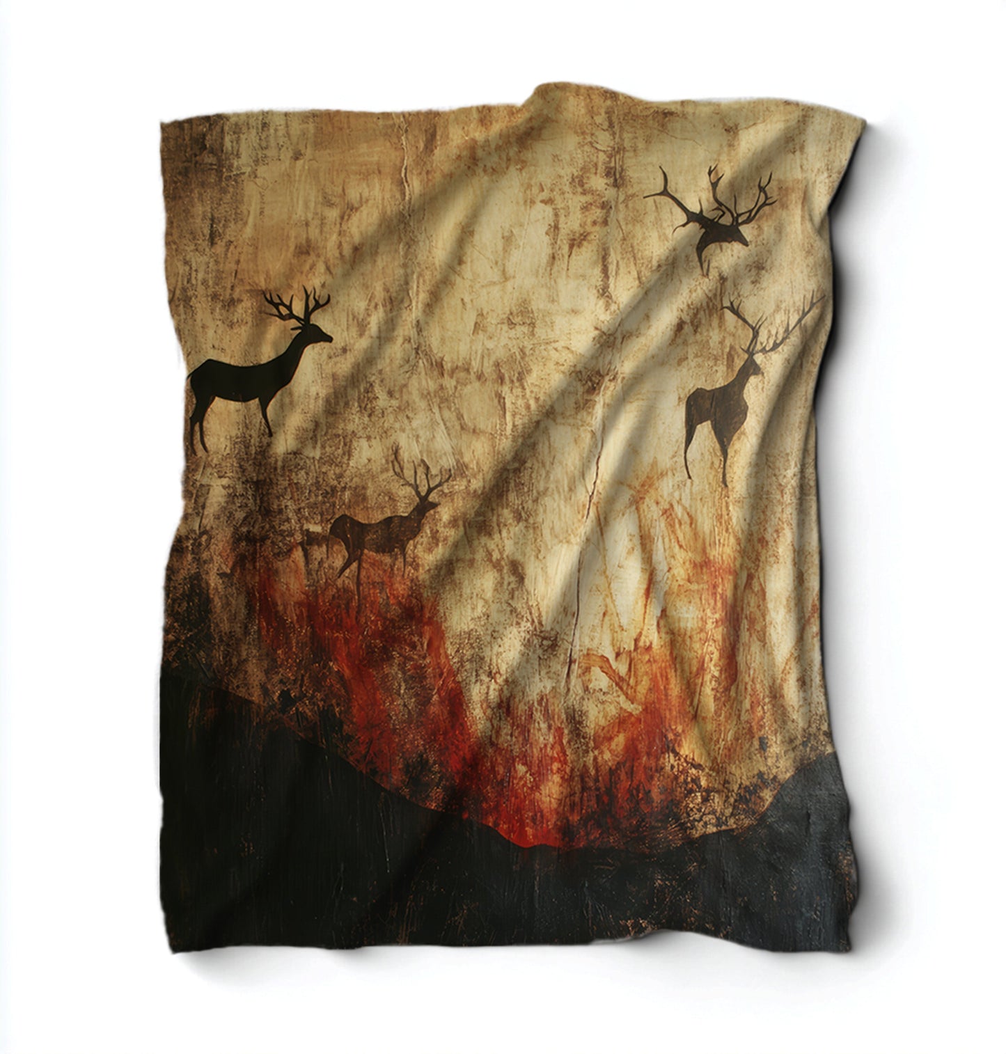 Cave Painting Of Deer Blanket