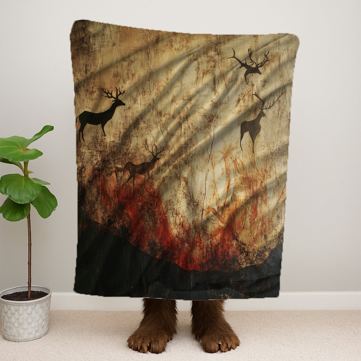 Cave Painting Of Deer Blanket