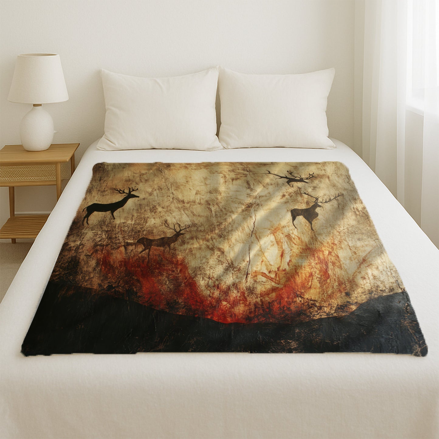 Cave Painting Of Deer Blanket