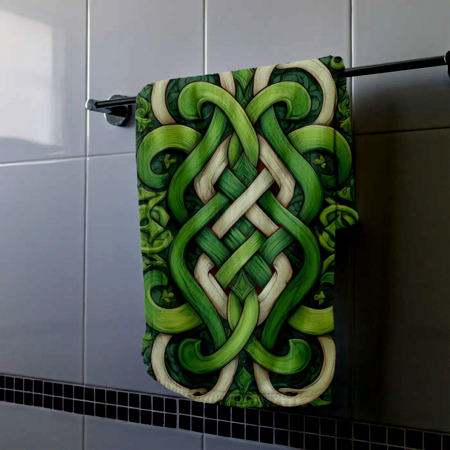 Celtic Green Weave Hand Towel