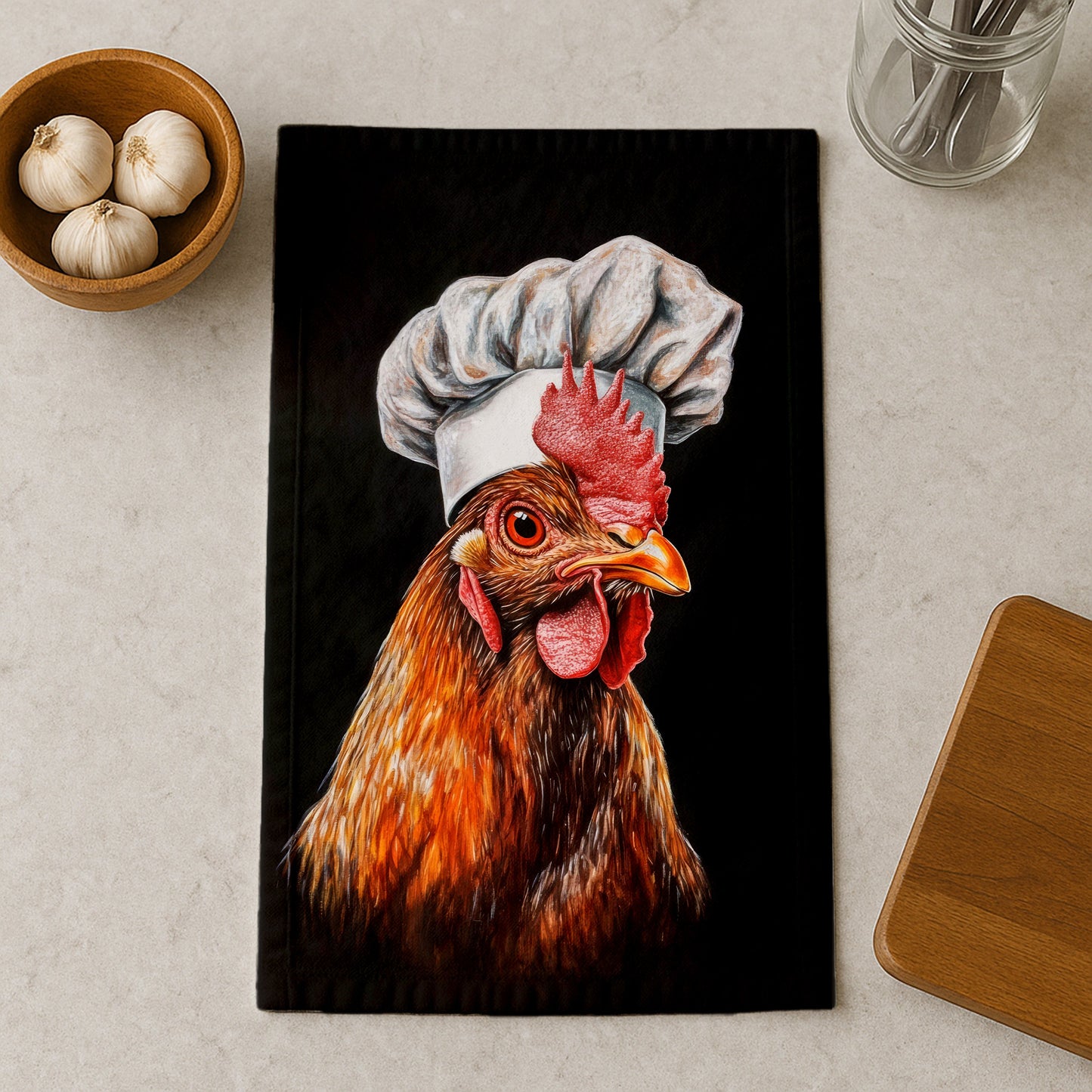 Chef Chicken Portrait Kitchen Towel