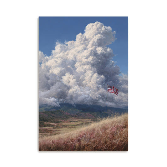 Clouds Over Hills With Flag Wall Art