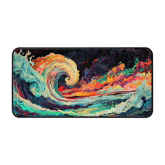 Colorful Cosmic Wave Desk Mat