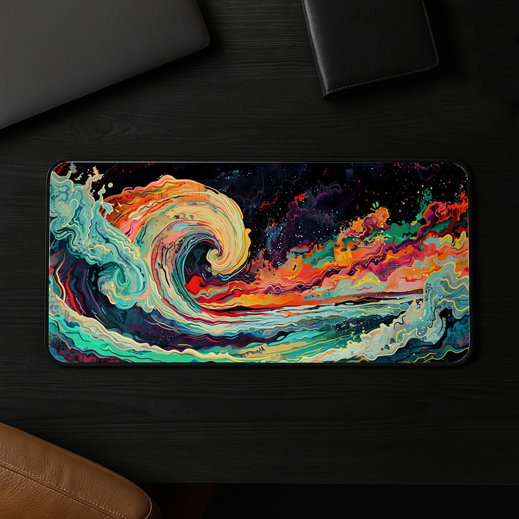 Colorful Cosmic Wave Desk Mat
