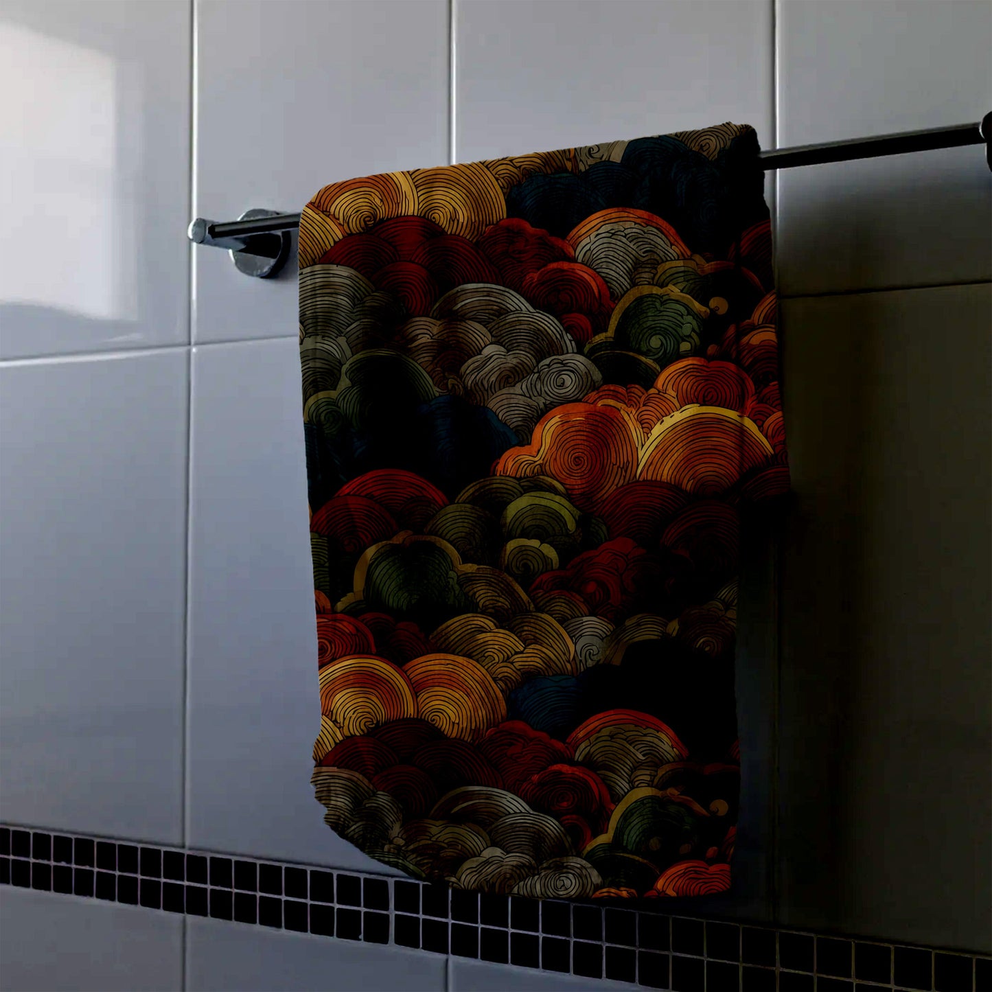 Colorful Swirling Hills Hand Towel