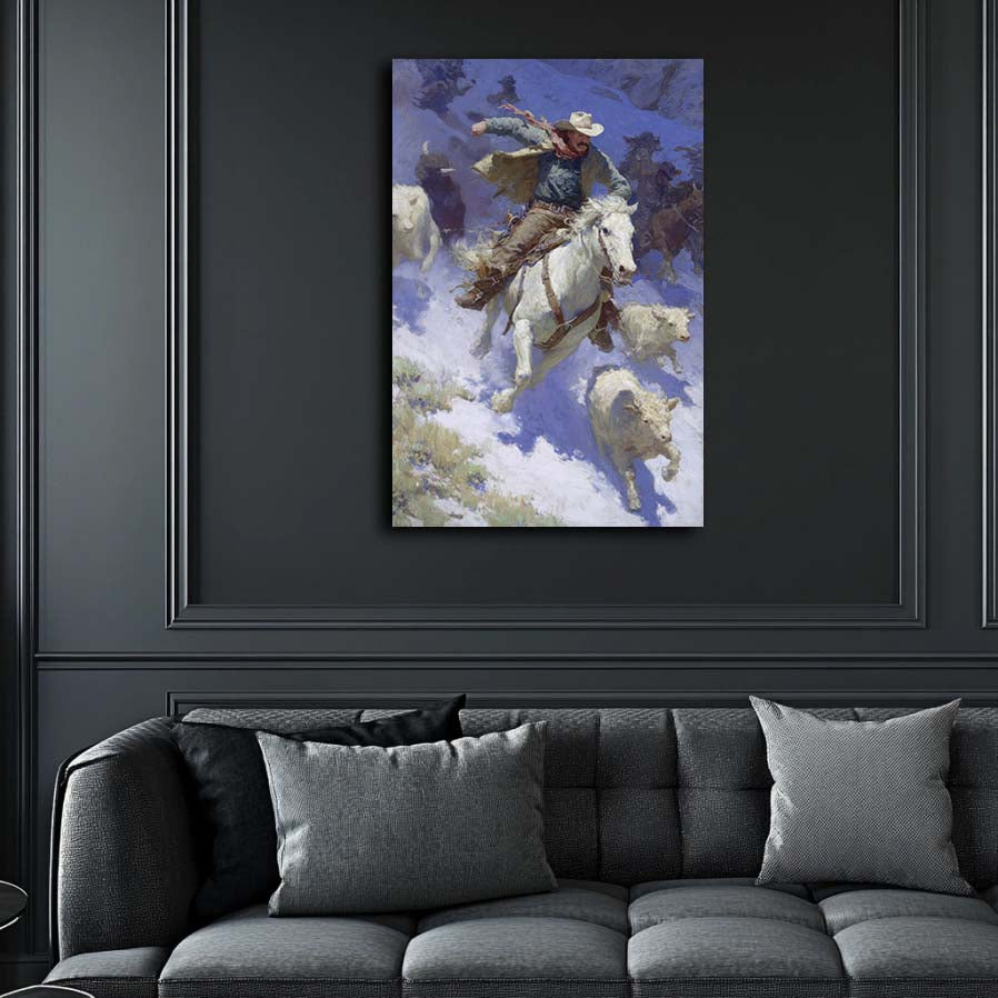 Cowboy Racing Avalanche Wall Art