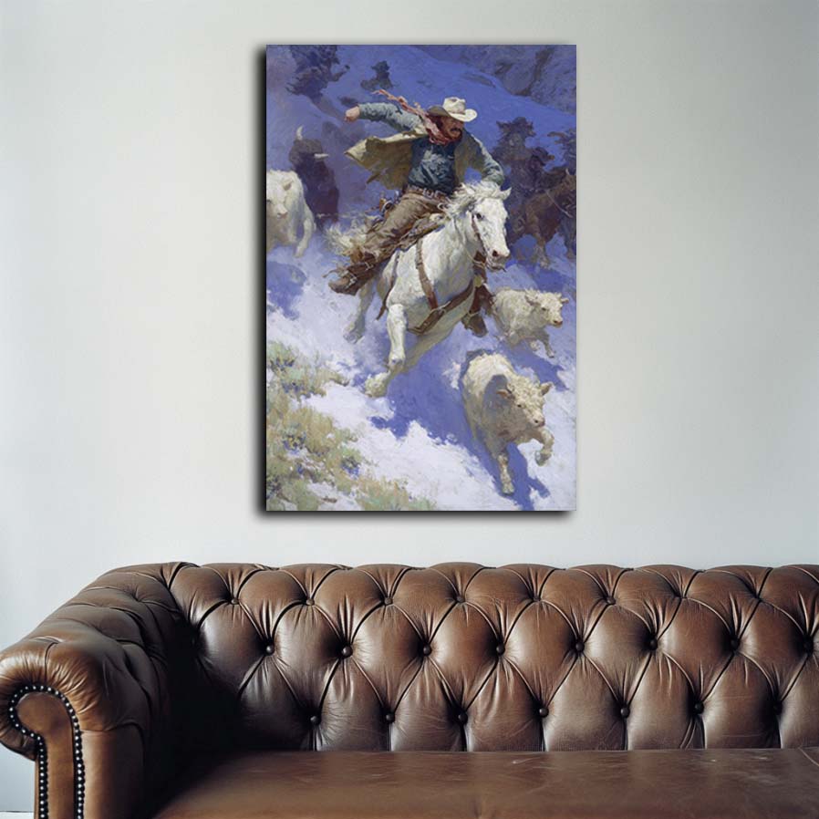 Cowboy Racing Avalanche Wall Art