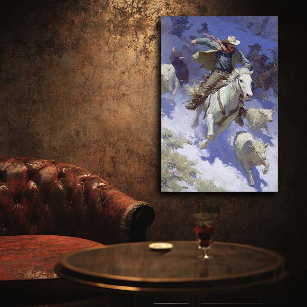 Cowboy Racing Avalanche Wall Art