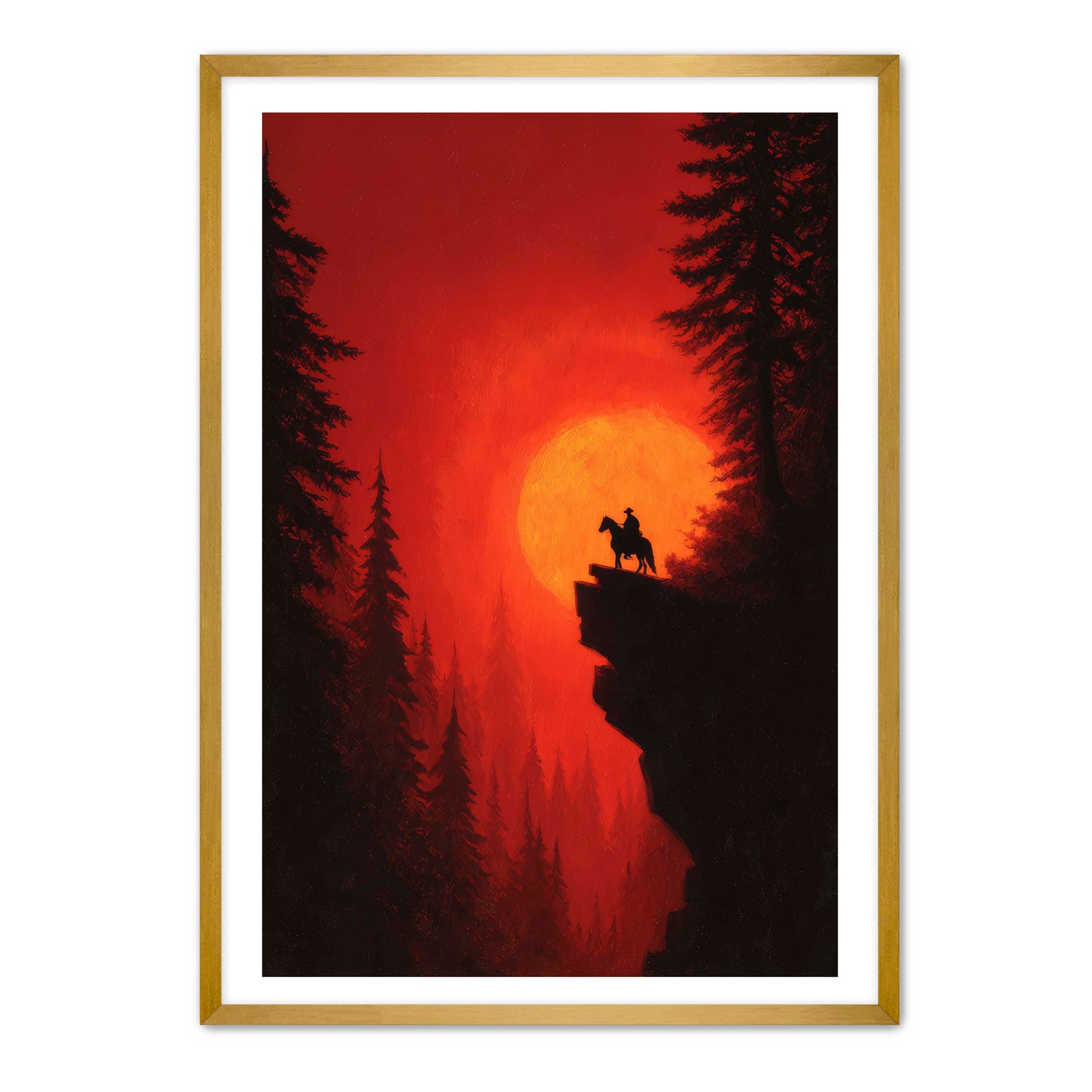 Cowboy and Horse at Sunset Wall Art