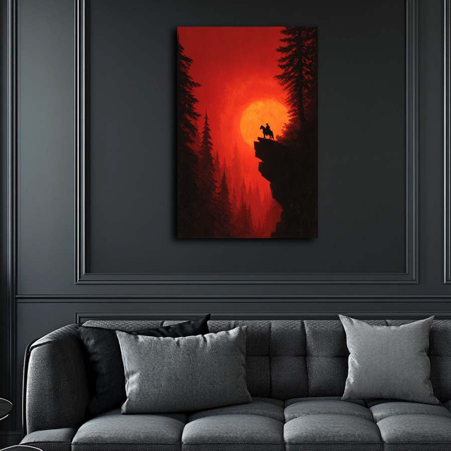 Cowboy and Horse at Sunset Wall Art