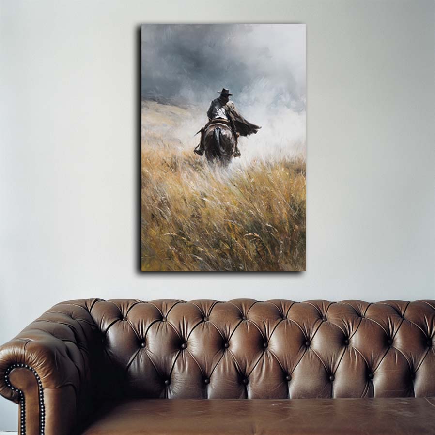 Cowboy in Tall Grass Wall Art