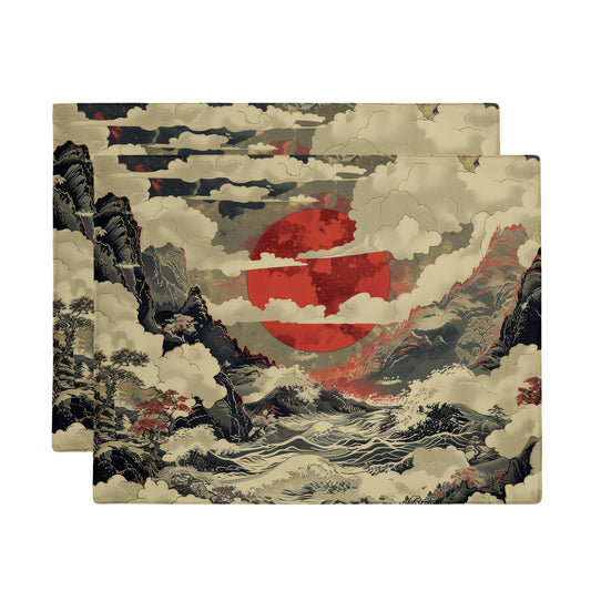 Crimson Sun Over Waves Placemat