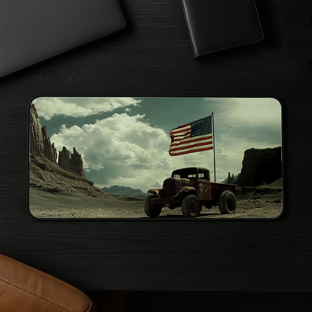 Desert Truck With Flag Desk Mat