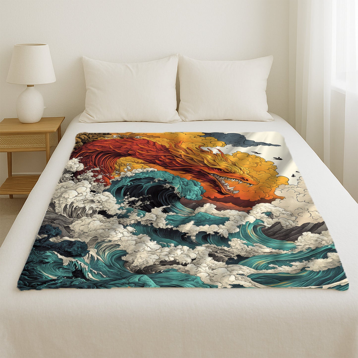 Dragon On Waves Blanket