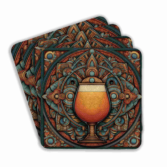 Golden Chalice Mandala Coasters