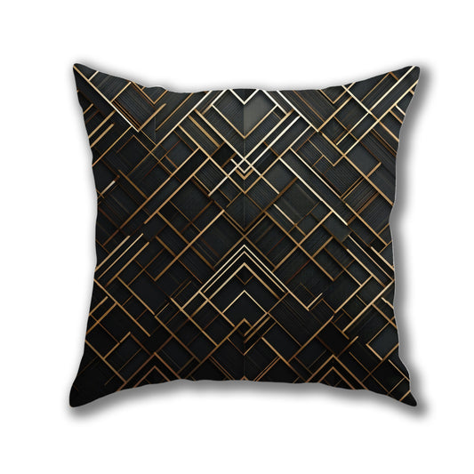 Golden Geometric Maze Pillow
