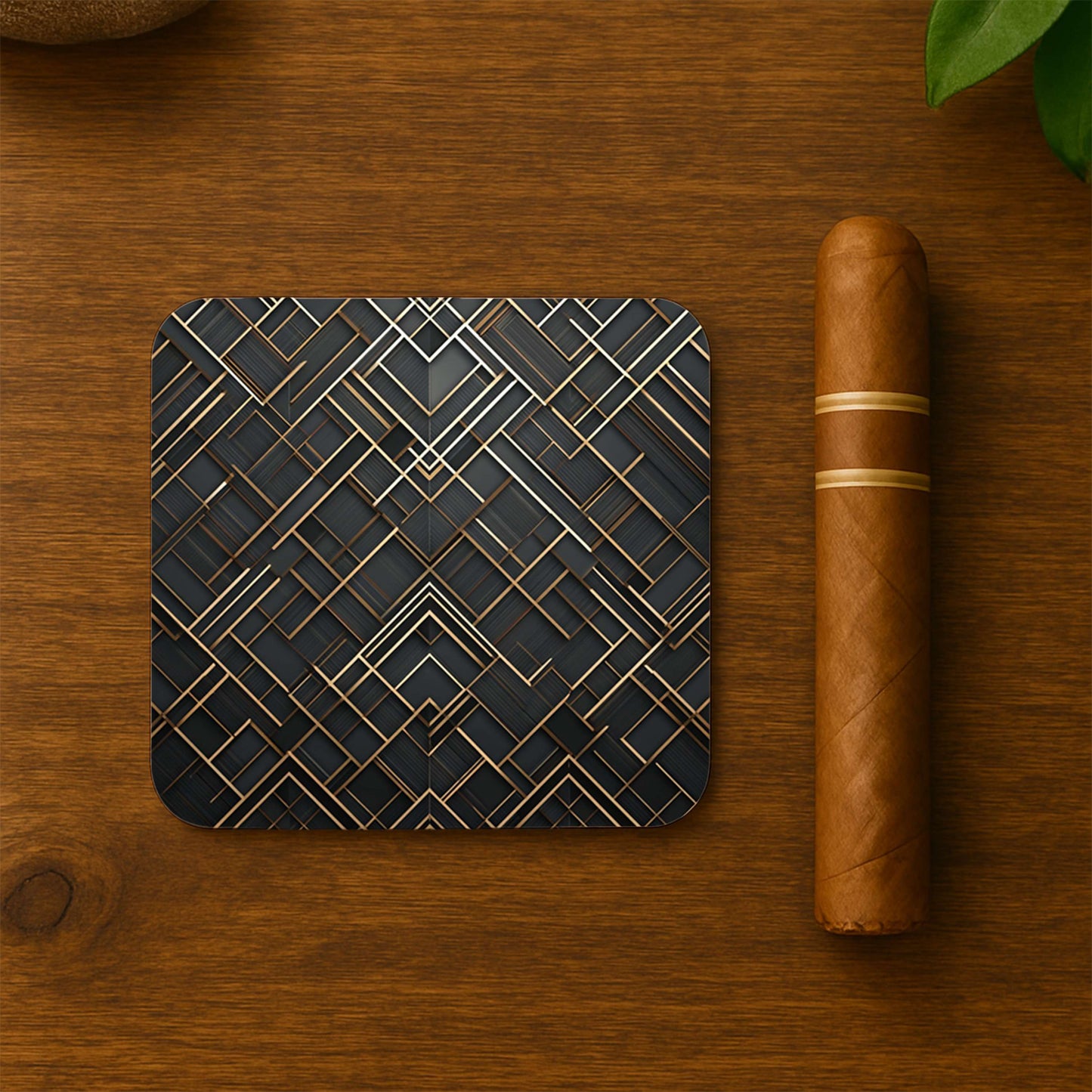 Golden Geometric Web Coasters