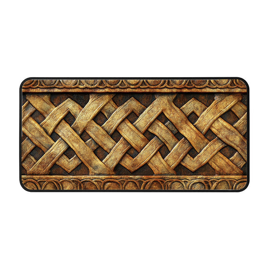 Golden Knotwork Design Desk Mat