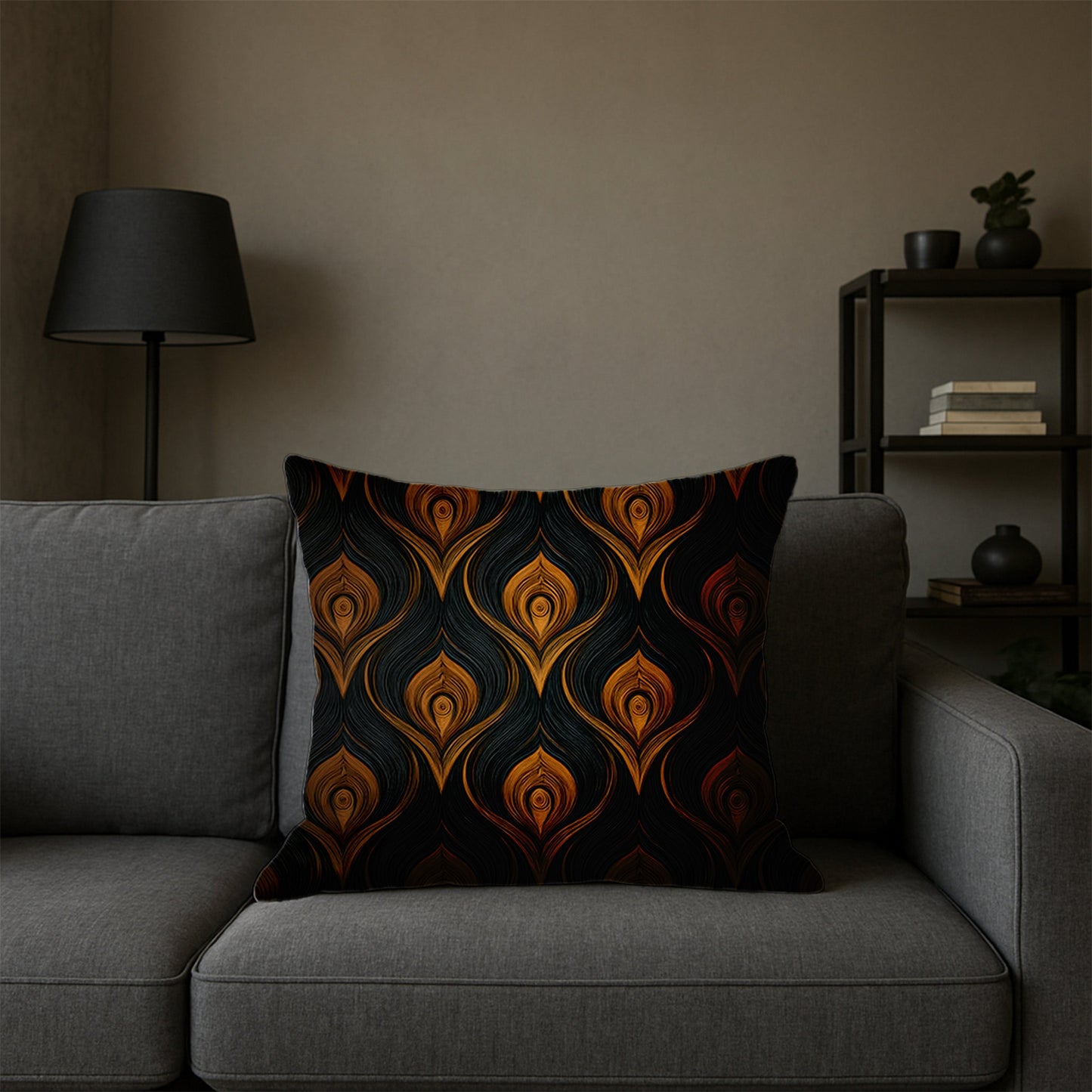 Golden Leaf Pattern Pillow