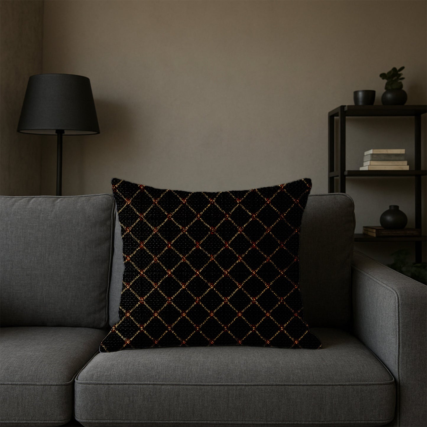 Golden Pattern Mesh Pillow