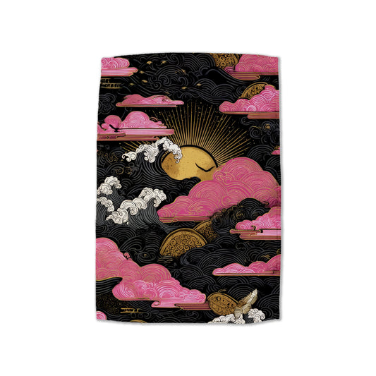 Golden Sun And Pink Clouds Hand Towel