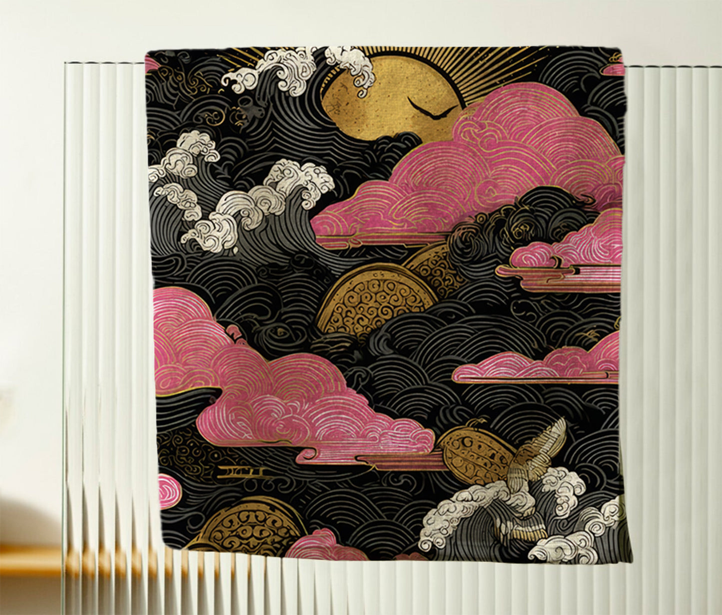 Golden Sun And Pink Clouds Hand Towel