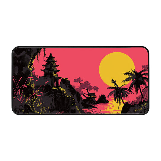 Golden Sun Over Pagoda Desk Mat