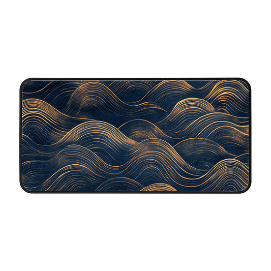 Golden Wave Patterns Desk Mat