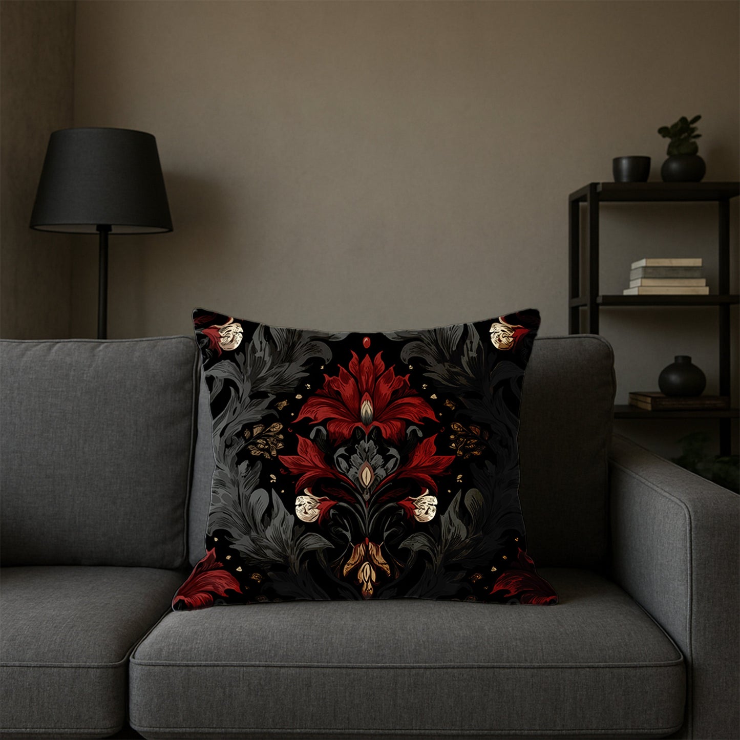 Gothic Floral Tapestry Pillow