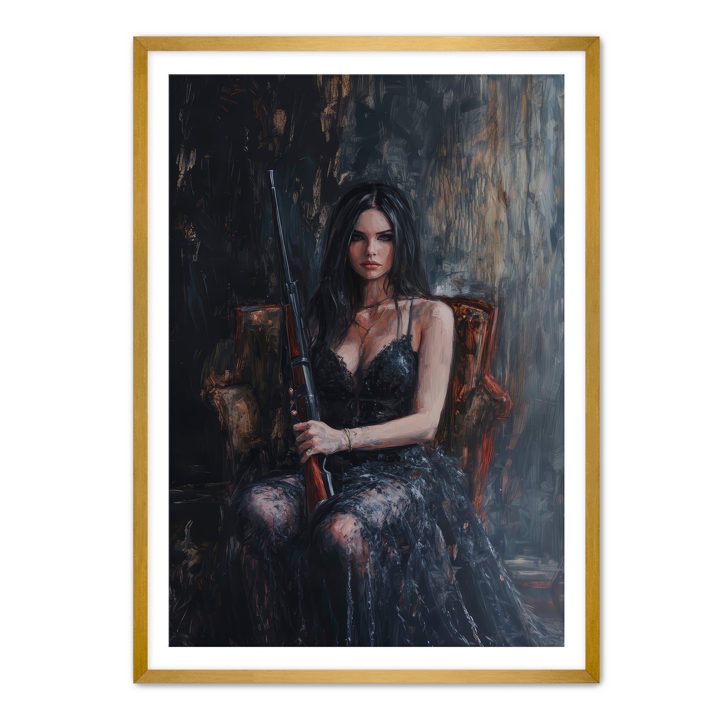 Gothic Model and Rifle Wall Art