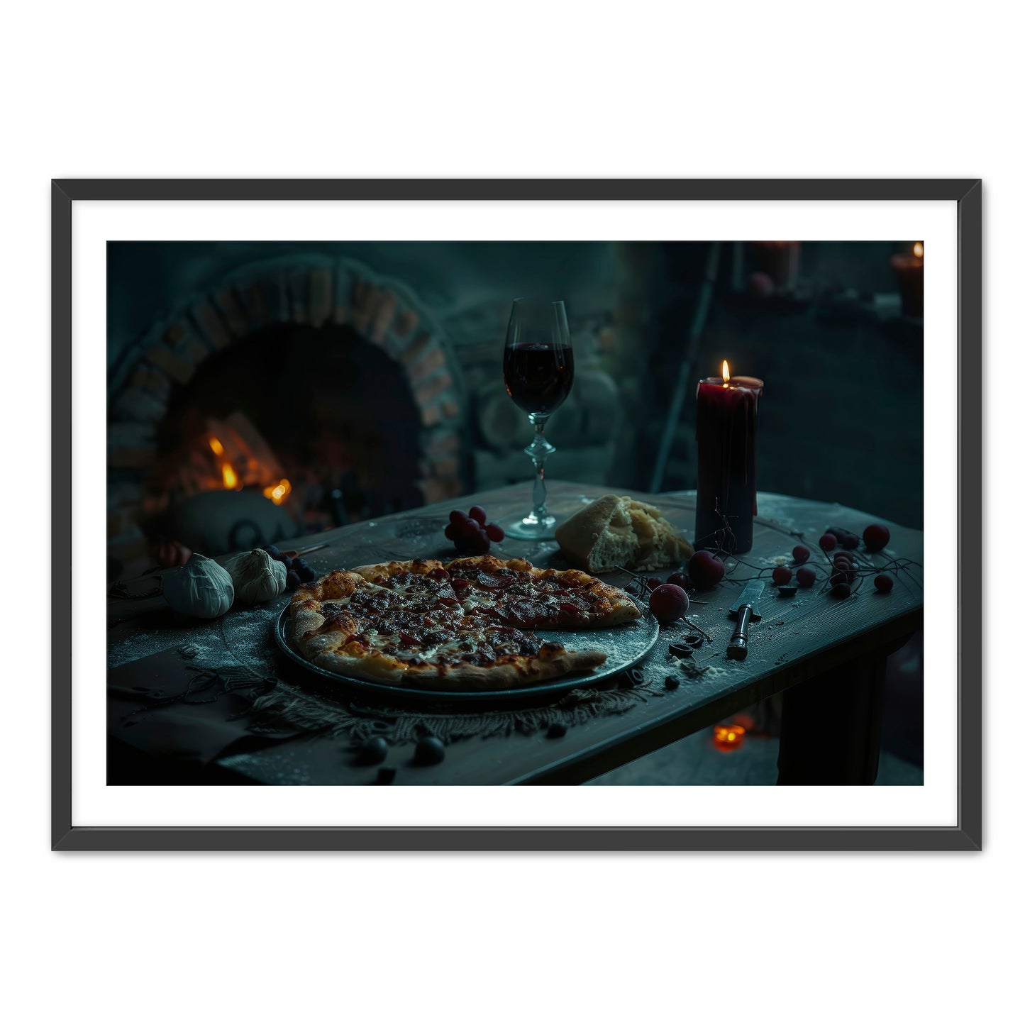 Gothic Pepperoni Pizza Wall Art